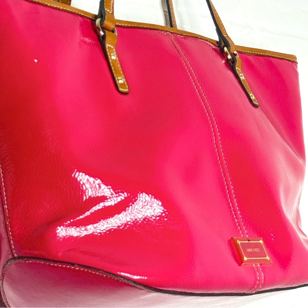 Nine West Large Pink Tote Bag With Brown Straps Shoulder Bag